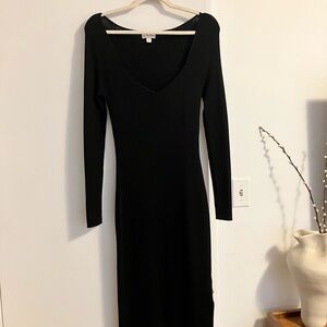 Black ribbed long sleeve dress